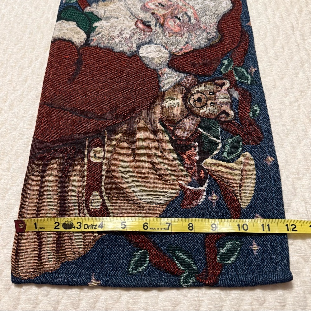 Vintage Tapestry Christmas Santa Table Runner 68x12” - Picture 3 of 6